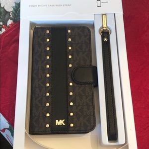 Michael Kors iPhone XR folio phone case w/strap